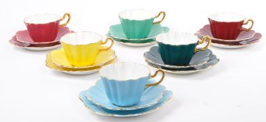 ROYAL STUART - SET OF SIX CHINA PORCELAIN CUP & SAUCERS