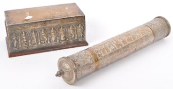 EARLY 20TH CENTURY INDIAN METAL REPOUSSE TEA CADDY