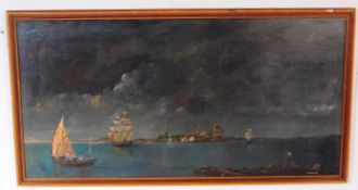 LARGE A MARSHALL ACRYLIC ON BOARD MARTIME SEASCAPE PAINTING