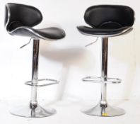 CONTEMPORARY BLACK LEATHERETTE KITCHEN / BAR STOOLS