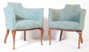 PAIR OF 19TH CENTURY SMOKERS BOWS ARMCHAIRS - UPHOLSTERED