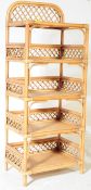 MID CENTURY BAMBOO AND CANE BOOKCASE SHELF STAND
