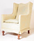 19TH CENTUERY VICTORIAN FLORAL UPHOLSTERED WINGBACK ARMCHAIR