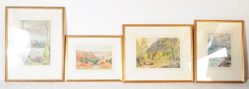 FOUR WATERCOLOURS BY ARTIST E. J. JAMES 1930'S