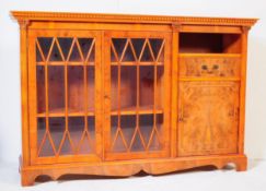 GEORGE III STYLE YEW WOOD VENEER DISPLAY CABINET BOOKCASE