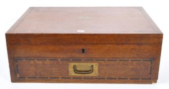 EARLY 20TH CENTURY 1930S OAK INLAID CUTLERY CANTEEN