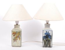 PAIR OF VINTAGE CERAMIC FLORAL PATTERN TABLE DESK LAMPS
