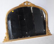 LARGE 20TH CENTURY LOUIS XVI STYLE GILTWOOD OVER MANTEL MIRROR