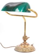 EARLY 20TH CENTURY 1920S GLASS REPOUSSE BANKERS LAMP