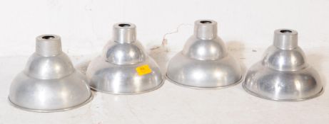FOUR VINTAGE MID 20TH CENTURY ALUMINIUM LAMP LIGHT SHADES