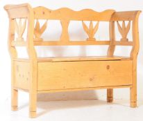 VINTAGE 20TH CENTURY SCANDINAVIAN PINE HALL SETTLE BENCH