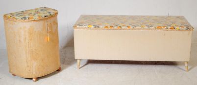 VINTAGE 1970S LLOYD LOOM STYLE OTTOMAN & LAUNDRY BIN