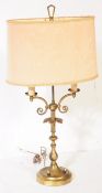 VINTAGE 1940S GILT METAL TWIN ARM TABLE LAMP