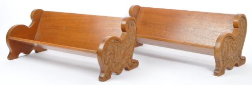 PAIR OF 20TH CENTURY TEAK CARVED BIRD BOOK TROUGHS