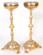 PAIR OF VINTAGE MID 20TH CENTURY ONYX & BRASS ASHTRAYS