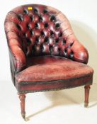 MID CENTURY OXBLOOD LEATHER CHESTERFIELD TUB / ARMCHAIR