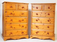 PAIR OF 20TH CENTURY COUNTRY PINE CHEST OF DRAWERS