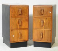 PAIR OF ART DECO 1940S WALNUT BEDSIDE CABINETS