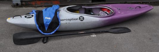 PERCEPTION KAYAK / CANOE - IN A PURPLE COLOURWAY WITH OARS