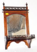 EDWARDIAN MAHOGANY PIERCED DECORATION WALL HANGING MIRROR