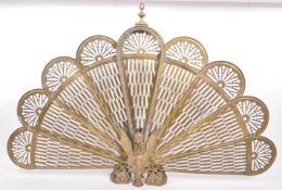 VINTAGE ART DECO GILT METAL PEACOCK METAMORPHIC FIREGUARD