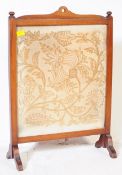 1920S NEEDLEPOINT MAHOGANY EMBROIDERED FIRESCREEN