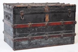 19TH CENNTURY CANVAS & WOODEN BOUND STEAMER CHEST