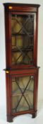 EDWARDIAN INLAID MAHOGANY DOUBLE SECTION CORNER CUPBOARD