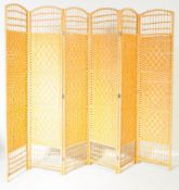 VINTAGE 20TH CENTURY BAMBOO & CANE SIX FOLD DISCRETION SCREEN