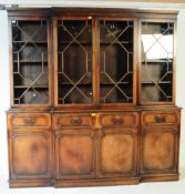 LARGE 20TH CENTURY BREAKFRONT LIBRARY BOOKCASE