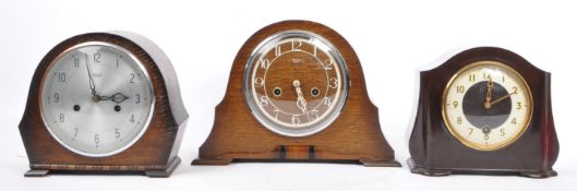 THREE SMITHS ENFIELD 1930S MANTEL CLOCKS - OAK & BAKELITE