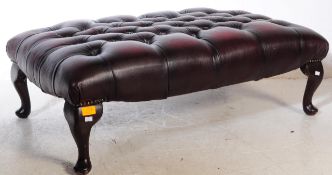 LARGE EARLY 20TH CENTURY LEATHER CHESTERFIELD FOOTSTOOL