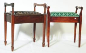 TWO EARLY 20TH CENTURY EDWARDIAN MAHOGANY PIANO STOOLS