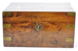 VICTORIAN 19TH CENTURY WALNUT & BRASS BOUND WRITING SLOPE