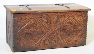 18TH CENTURY CARVED OAK BLANKET BOX CHEST