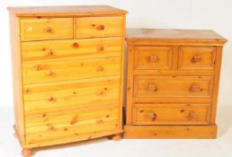 COUNTRY PINE CHEST OF DRAWERS TOGETHER WITH ANOTHER