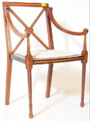 EDWARDIAN MAHOGANY AND LINE INLAID SALON ARMCHAIR