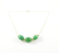 9CT GOLD & STONE BEAD NECKLACE