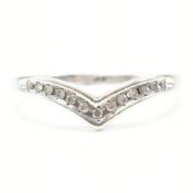 HALLMARKED 9CT WHITE GOLD & DIAMOND WISHBONE RING