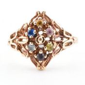 9CT GOLD & GEM SET CLUSTER RING