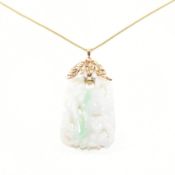 VINTAGE 14CT GOLD NECKLACE CHAIN & JADE PENDANT