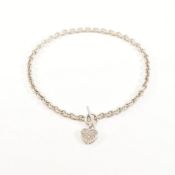 925 SILVER & WHITE STONE CHAIN NECKLACE & CHARM