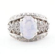 14CT WHITE GOLD STAR SAPPHIRE & DIAMOND RING