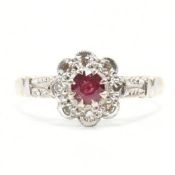 HALLMARKED 18CT GOLD RUBY & DIAMOND CLUSTER RING