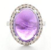 HALLMARKED 18CT GOLD AMETHYST & DIAMOND RING