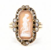 19TH CENTURY GOLD CAMEO & PEARL RING
