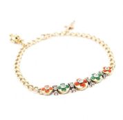 9CT GOLD DIAMOND & ENAMEL SET CHARM BRACELET