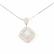 18CT WHITE GOLD & DIAMOND NECKLACE PENDANT ON CHAIN