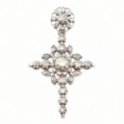 EARLY 20TH CENTURY FRENCH DIAMOND CROSS PENDANT