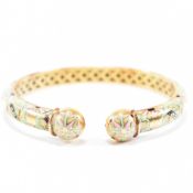 ART DECO GOLD & ENAMEL DECORATED TORQUE BANGLE